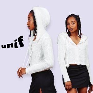 UNIF Fuku Fuzzy Hooded Cardigan